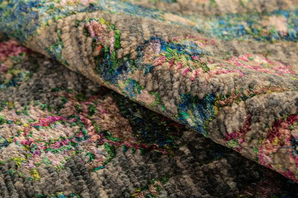 Twine Forest Green Gold 70% Wool & 30% Saree Silk Hand Knotted Carpet