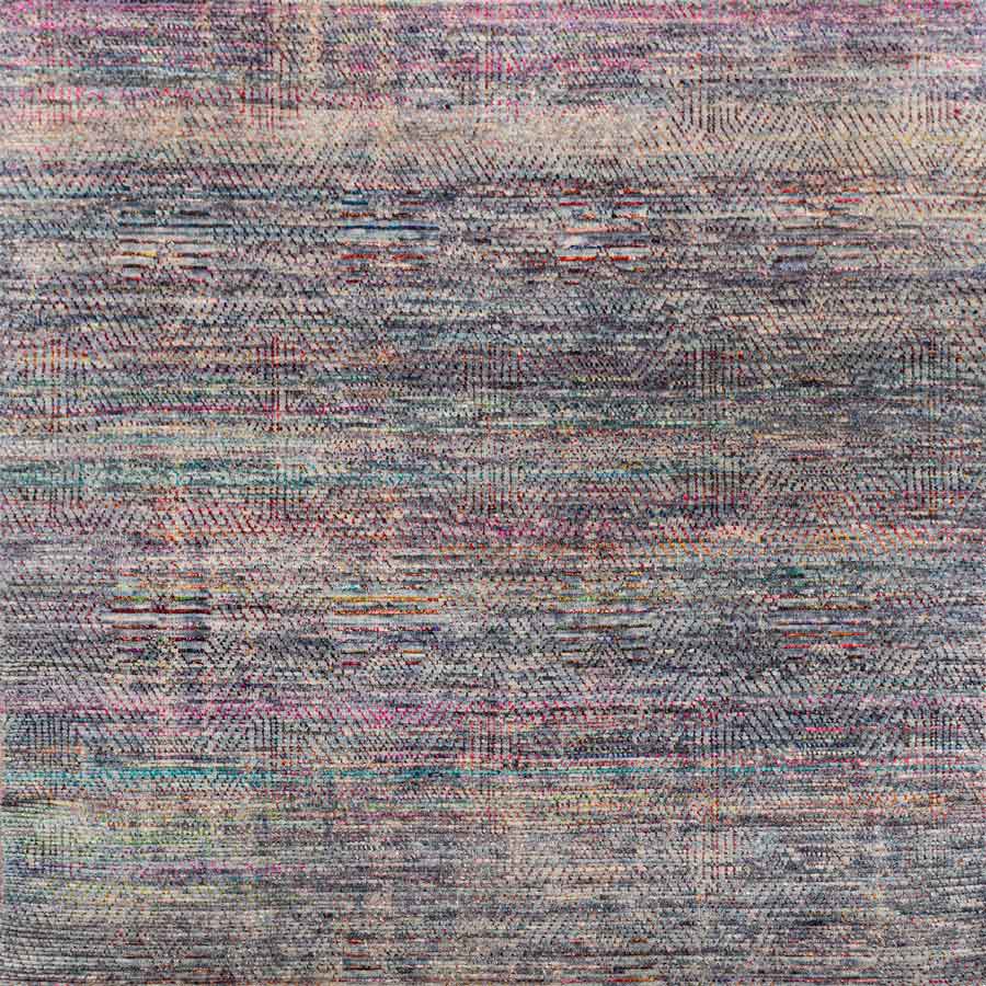 Twine Lines Multi 70% Wool & 30% Saree Silk Hand Knotted Carpet