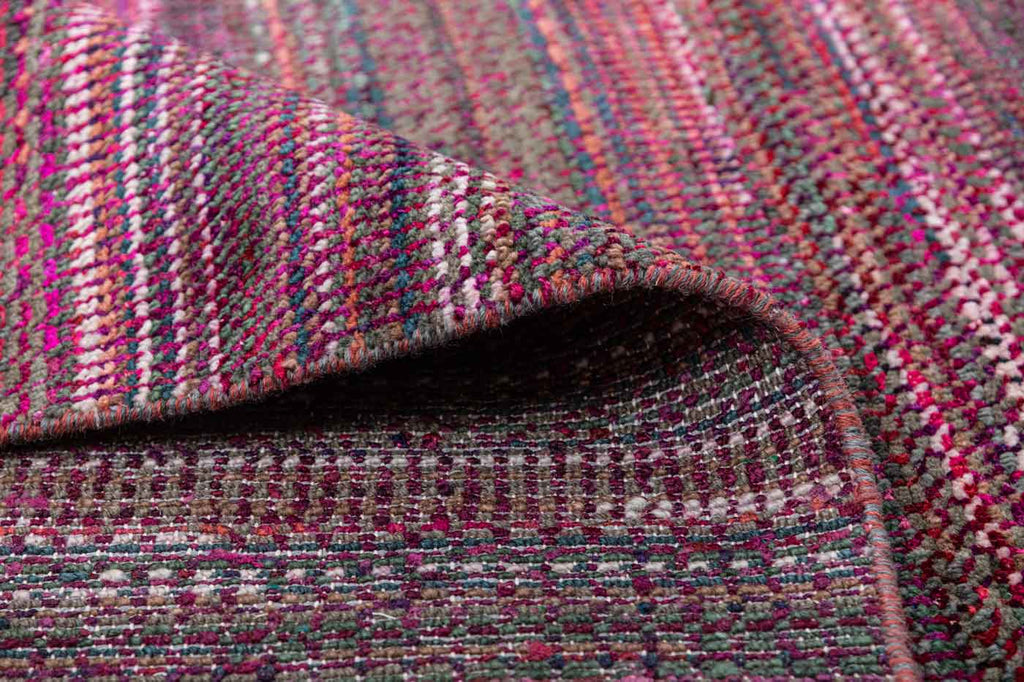 Twine Lines Pink 70% Wool & 30% Saree Silk Hand Knotted Carpet