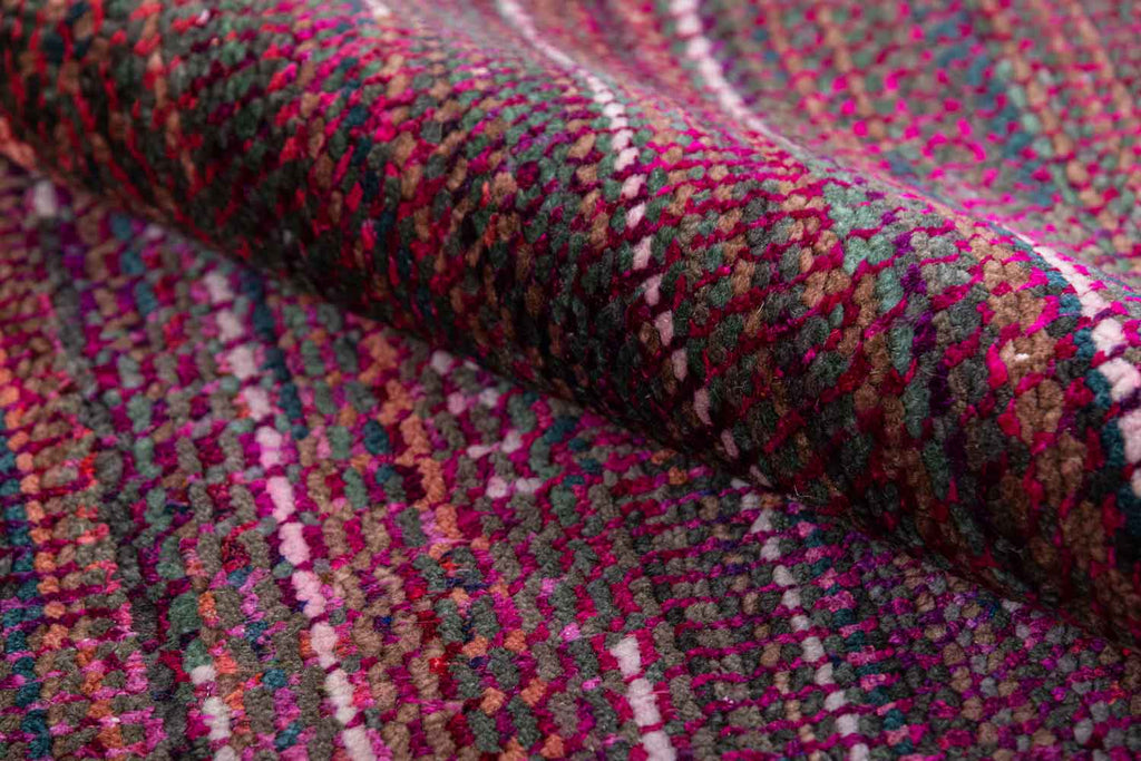 Twine Lines Pink 70% Wool & 30% Saree Silk Hand Knotted Carpet