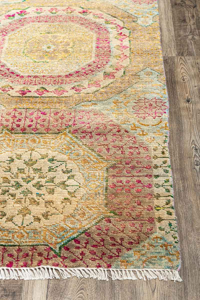 Twine Mamluk Gold Blush 70% Wool & 30% Saree Silk Hand Knotted Carpet