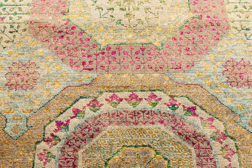 Twine Mamluk Gold Blush 70% Wool & 30% Saree Silk Hand Knotted Carpet