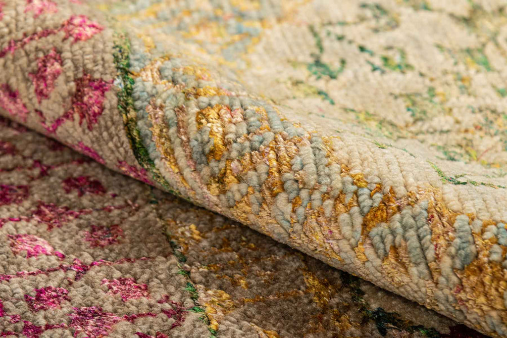 Twine Mamluk Gold Blush 70% Wool & 30% Saree Silk Hand Knotted Carpet
