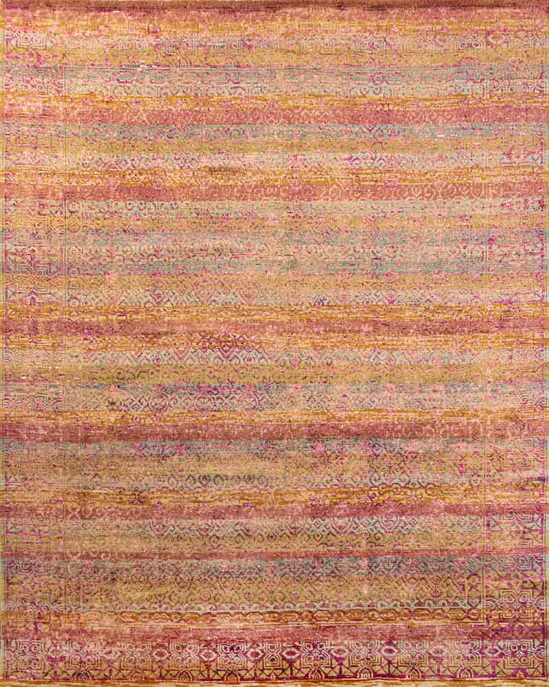 Twine Red Gold 70% Wool & 30% Saree Silk Hand Knotted Carpet