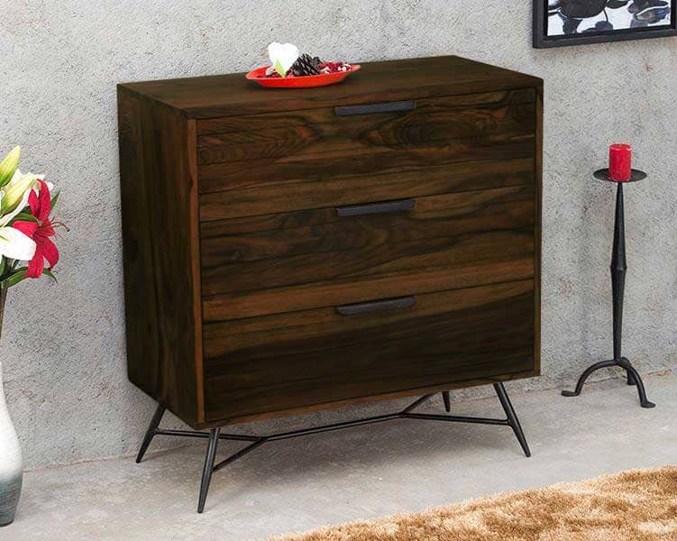 Solid Wood INDIANA Lass Chest of Drawers Walnut