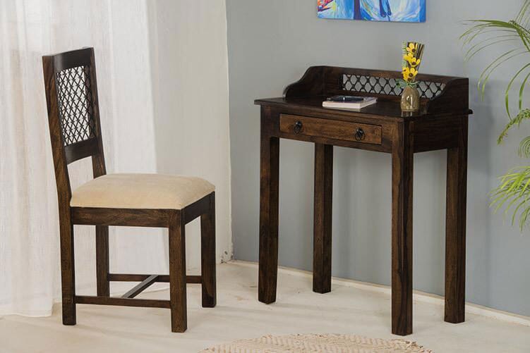 Solid Wood Jali Kids Writing / Study Table Walnut