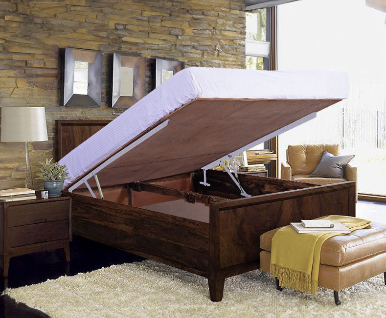 Solid Wood Rayon Bed with Hydraulic Storage