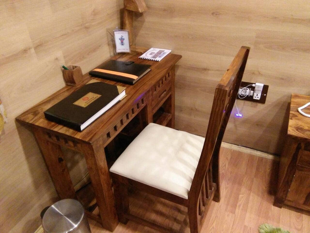 Solid Wood Kuber Study Table - Honey Finish - Customer Story