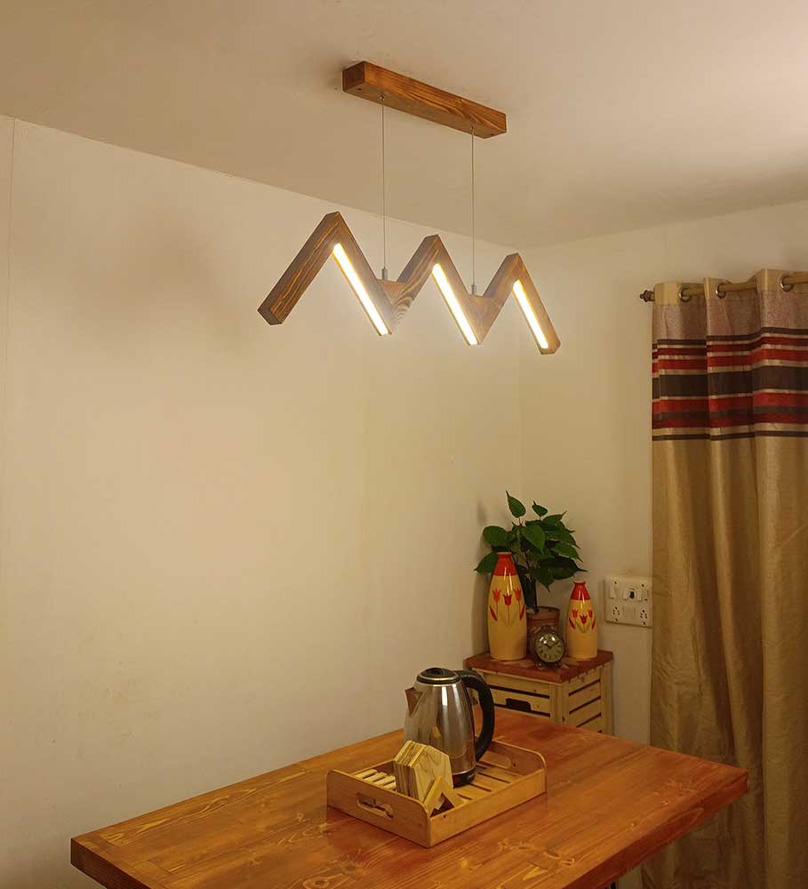 ZigZag 36 Brown Wooden LED Hanging Lamp