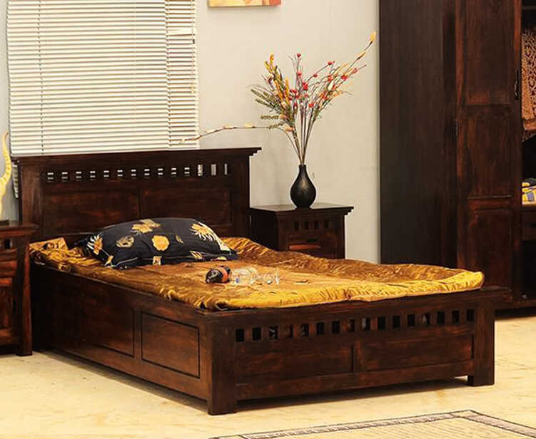 Solid Wood Kuber Single Bed With Storage