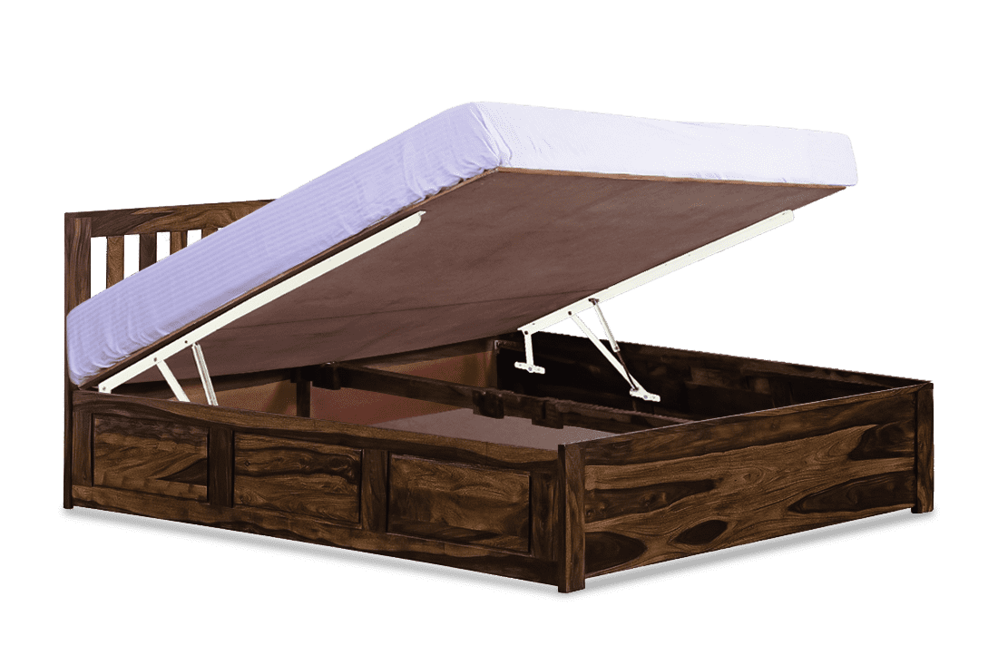 Cube Classic Bed with Hydraulic Storage Solid Wood Furniture Online