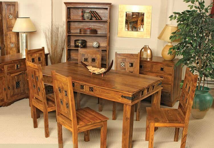 Solid Wood Jali Block Dining Set 6 Seater with Chairs