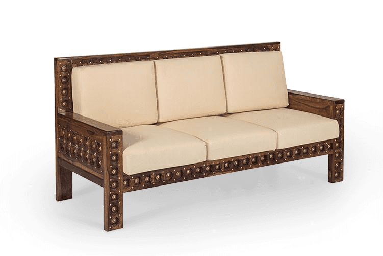 Solid Wood Brass Royal Sofa 3 Seater
