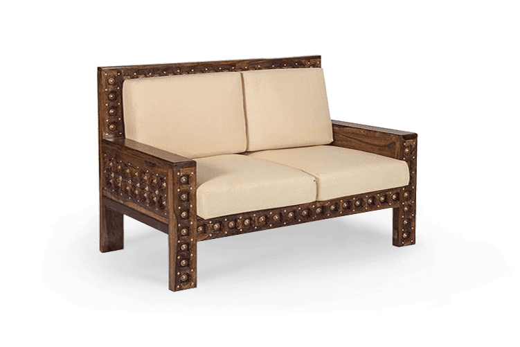 Solid Wood Brass Royal Sofa 2 Seater