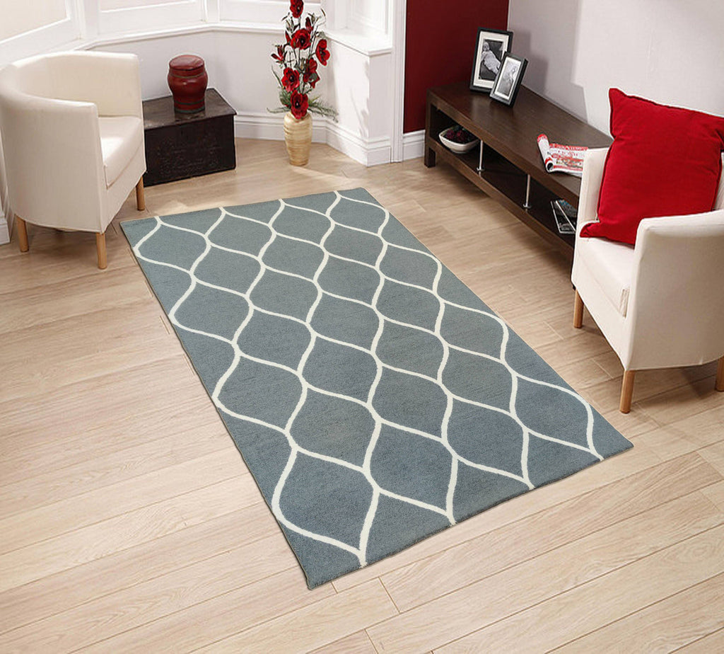 Misty Grey Hand Tufted Wool Carpet 8 x 5