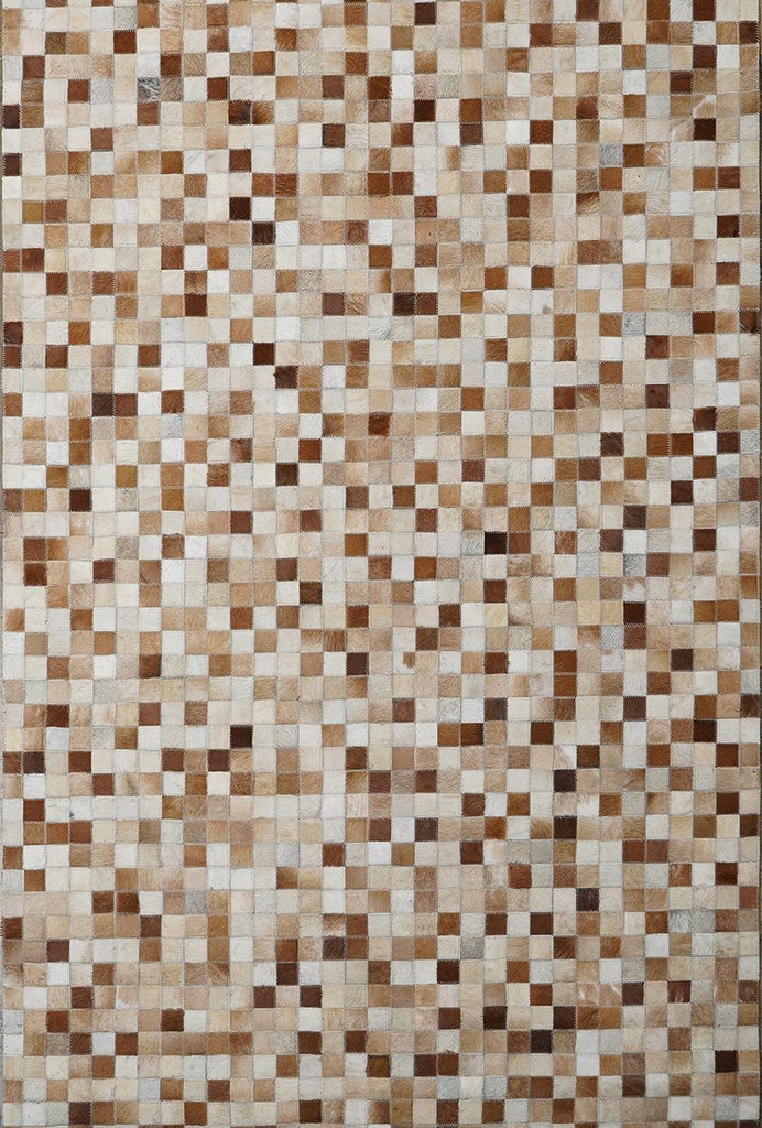 Alison Beige.Brown Leather Hairon Carpet