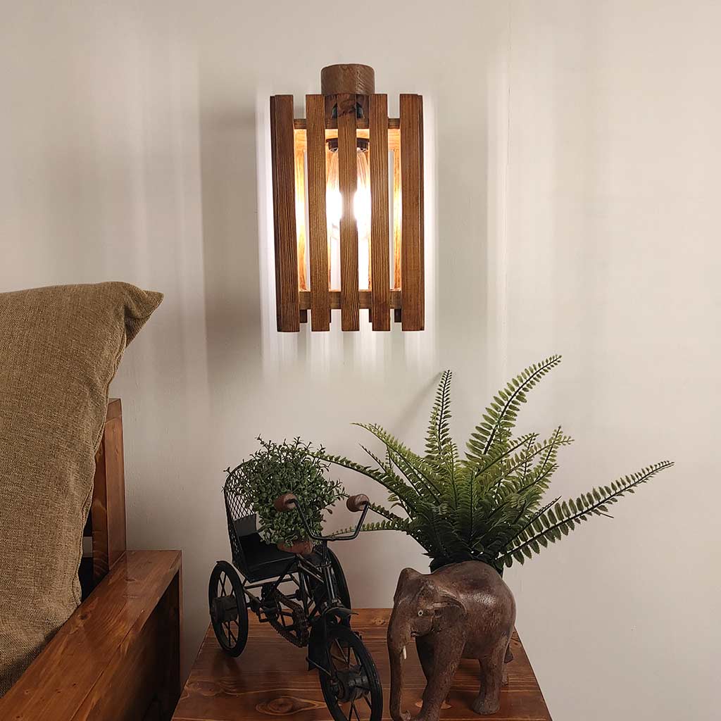 Elegant Brown Wooden Wall Light