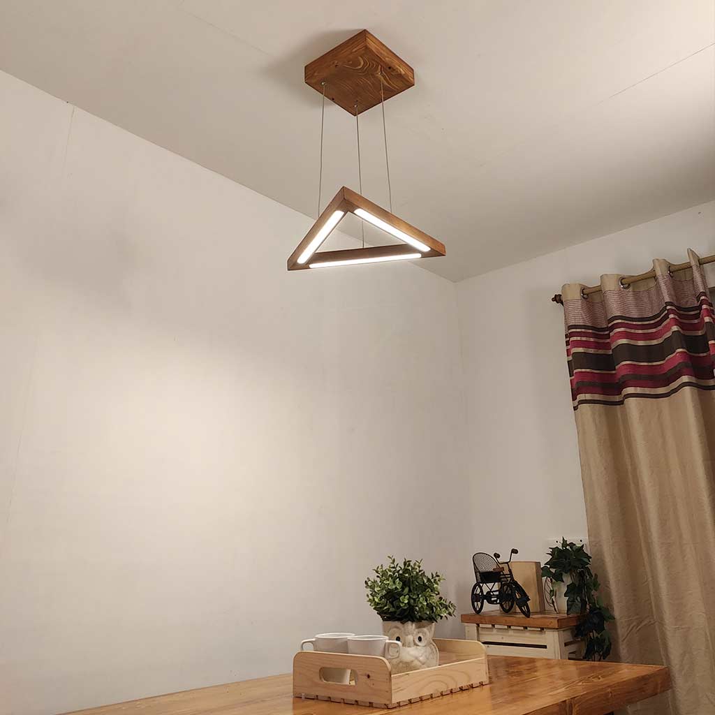 Trine Triangular Brown LED Hanging Lamp