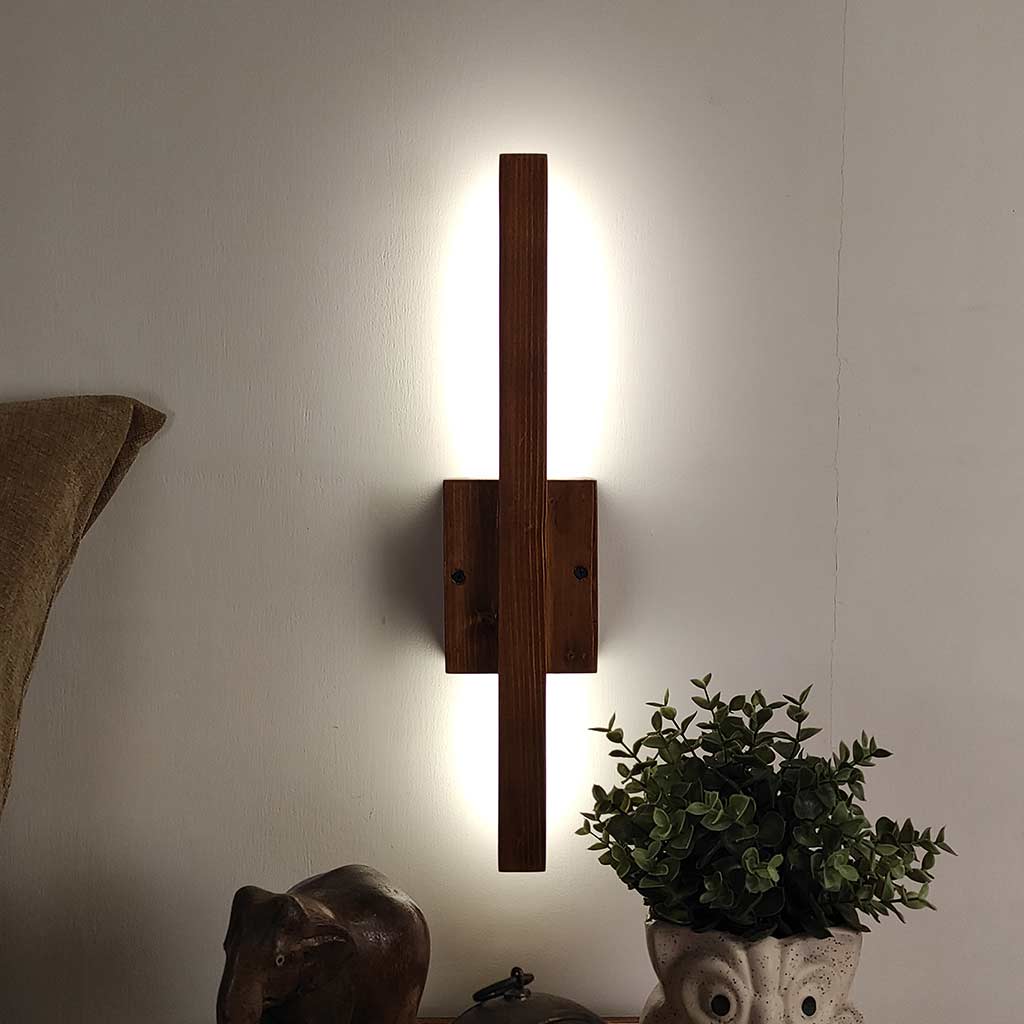 Lineo Brown Wooden LED Wall Light