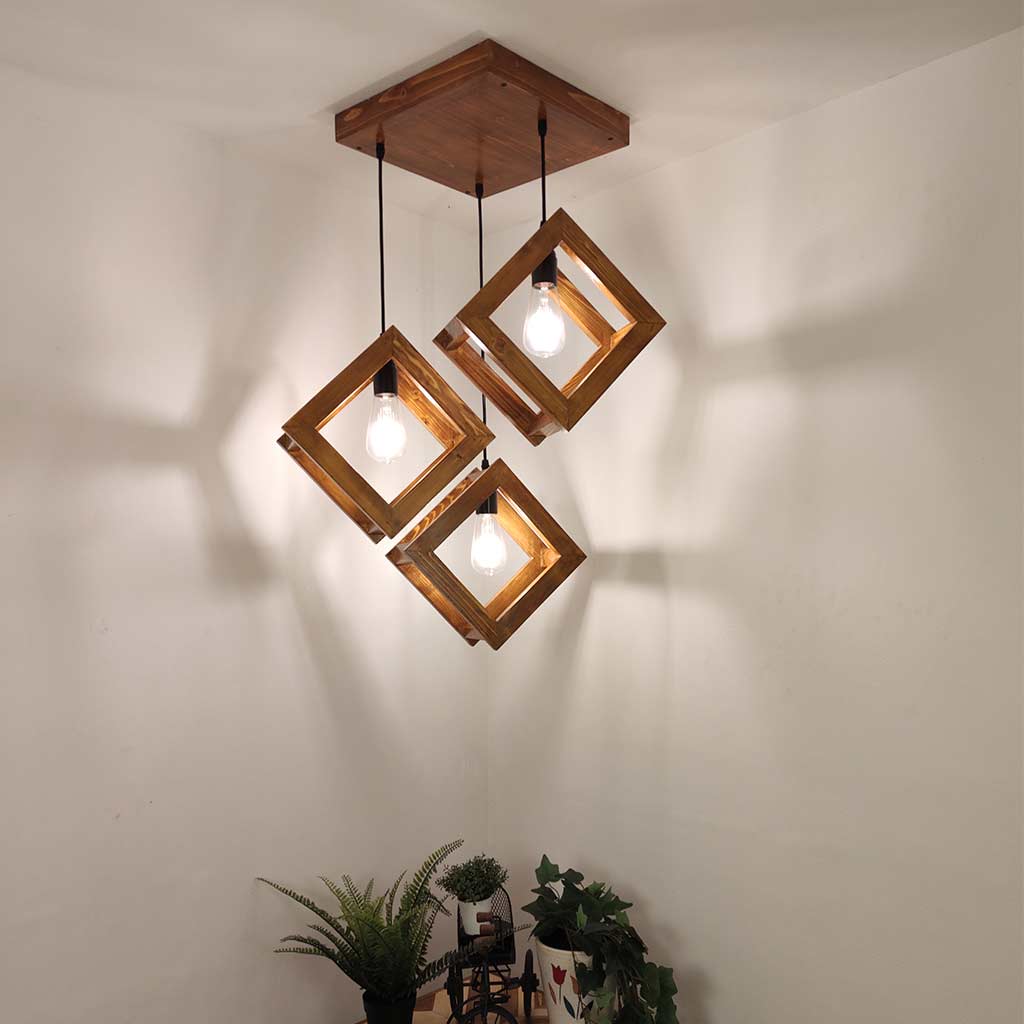 Rhombus Brown Cluster Hanging Lamp