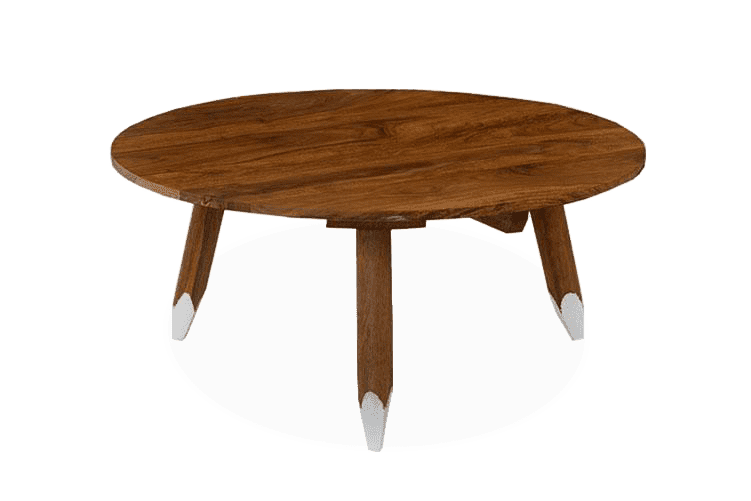 Solid Wood Buck Round Coffee Table with Pencil Legs