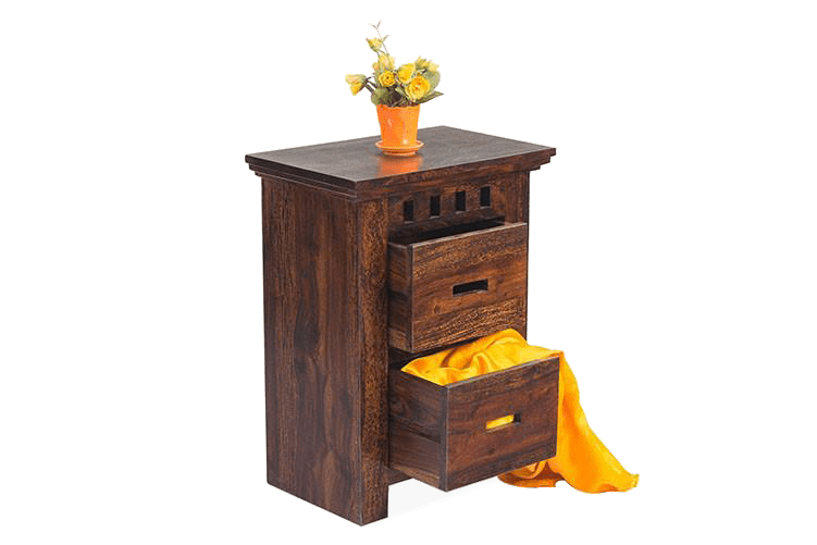 Solid Wood Kuber 2 Drawer Bedside Table