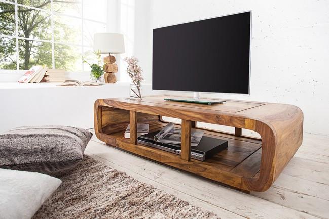 Solid Wood Curved Tv Unit