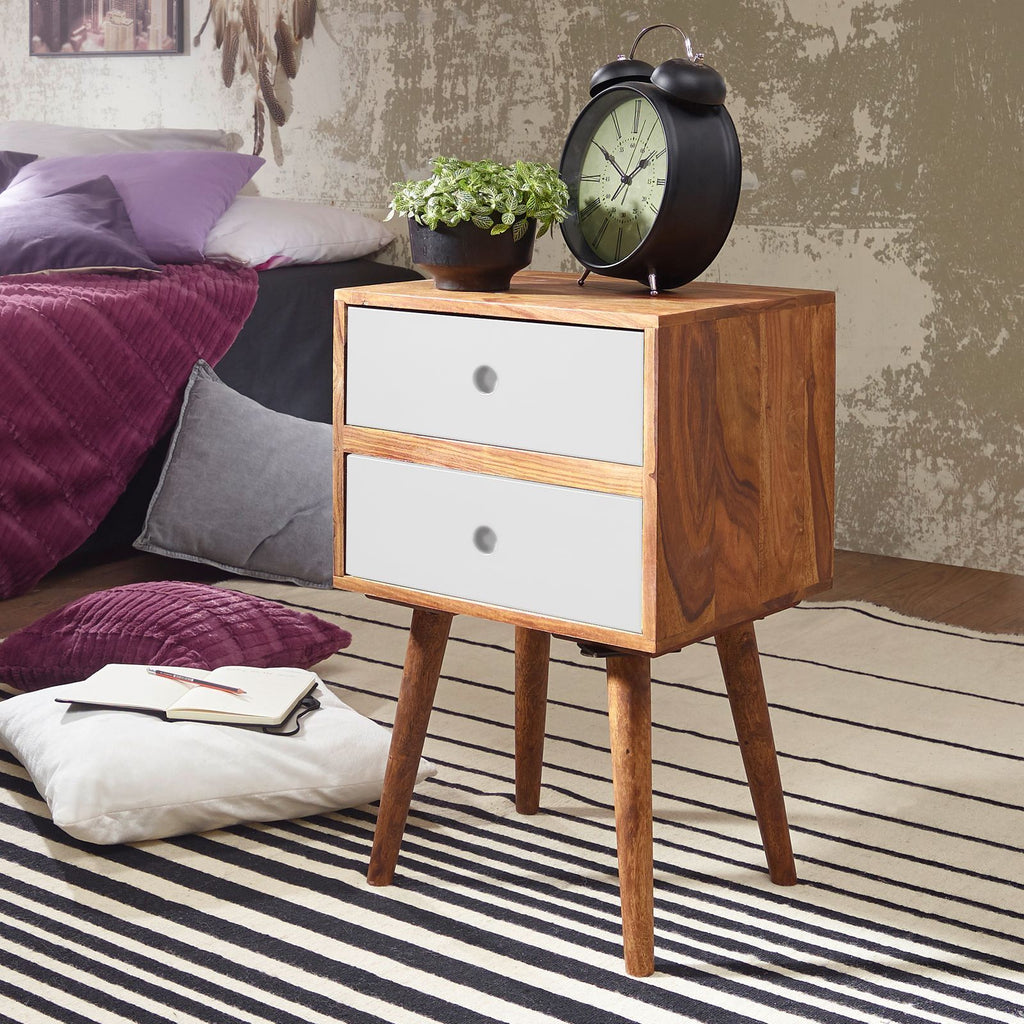 Solid Wood Eva Bedside Table with 2 Drawers