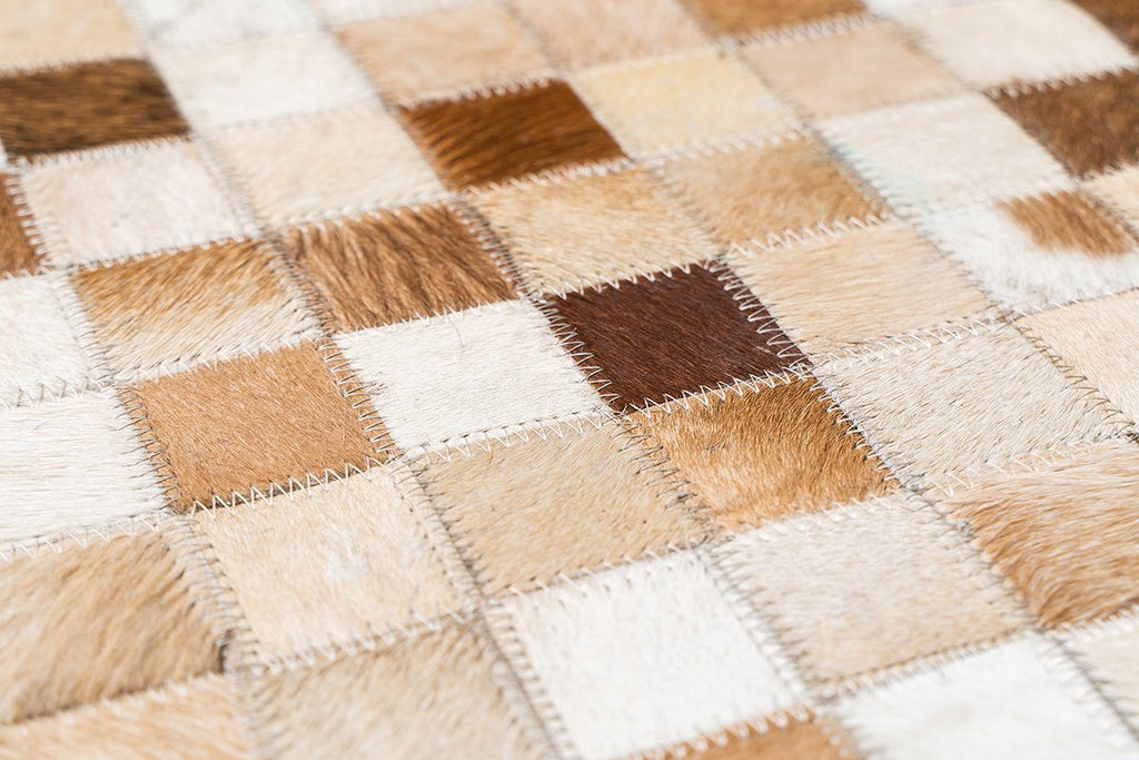 Alison Beige.Brown Leather Hairon Carpet