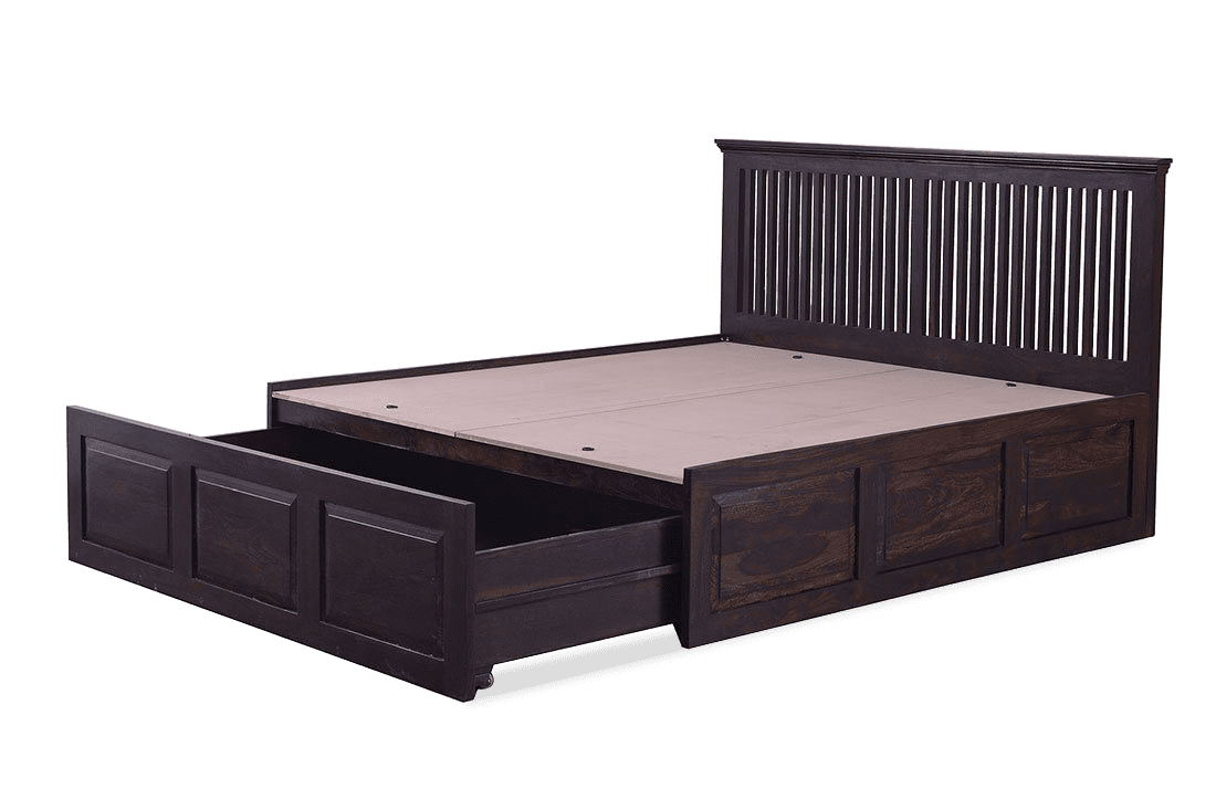 Buy Solid Wood Stripe Bed with Front Open Dual Storage Latest Bed