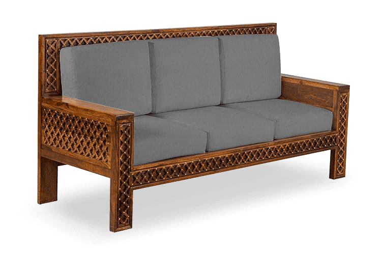 The Royal solid wood brass royal 3 seater sofa online for sale at