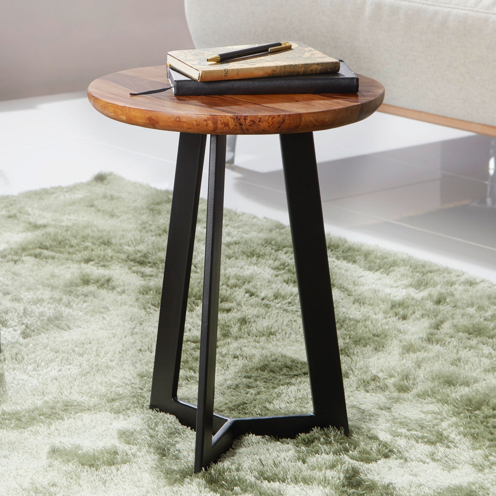 Solid Wood Zig Stool Lamp Table