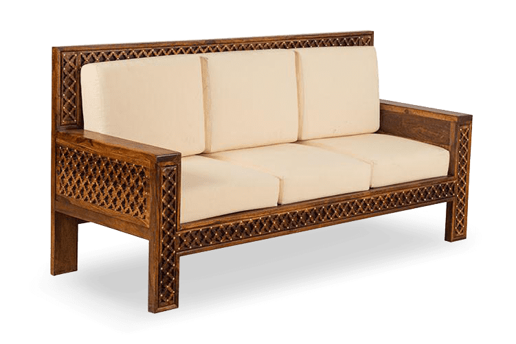 Solid Wood Brass Royal Sofa B 3 Seater