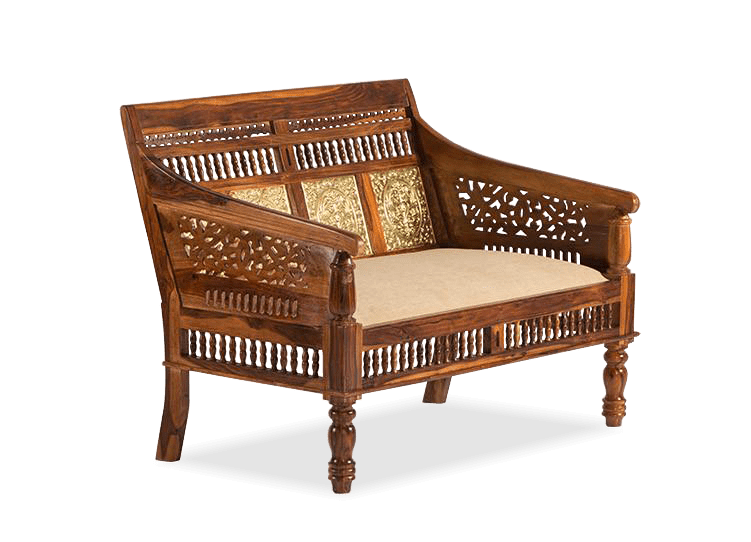 Solid Wood Brass Sofa 2 Seater