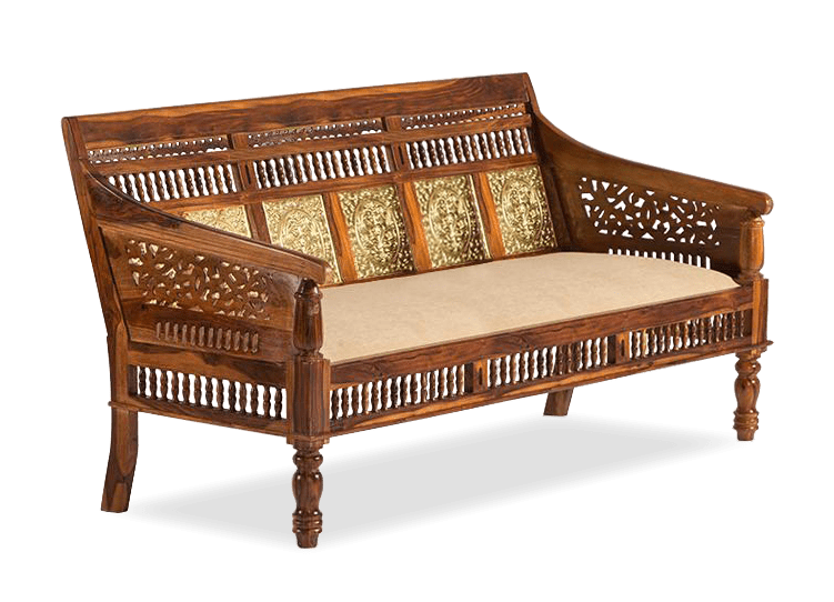 Solid Wood Brass Sofa 3 Seater