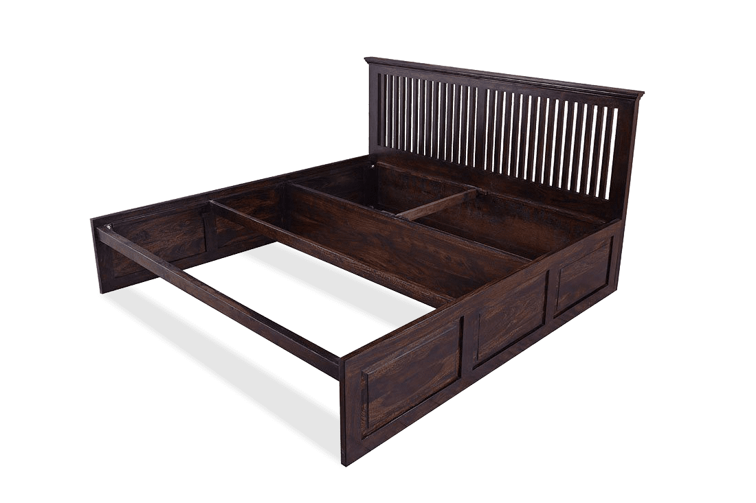 Buy Solid Wood Stripe Bed with Front Open Dual Storage Latest Bed