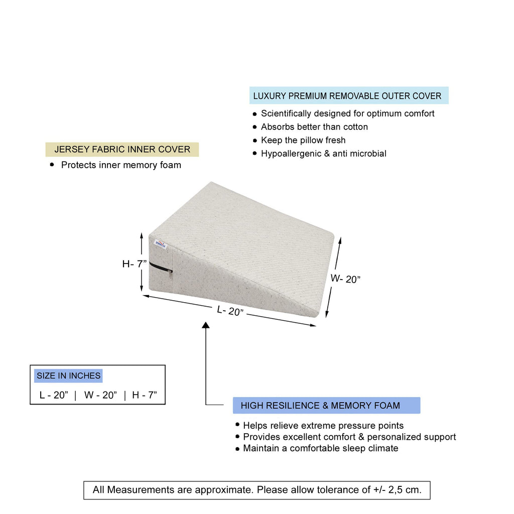 Orthopaedic High Resilience Foam and Memory Foam Wedge Pillow