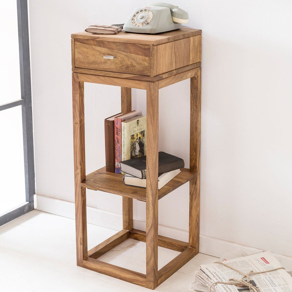 Solid Wood Cube Telephone Table