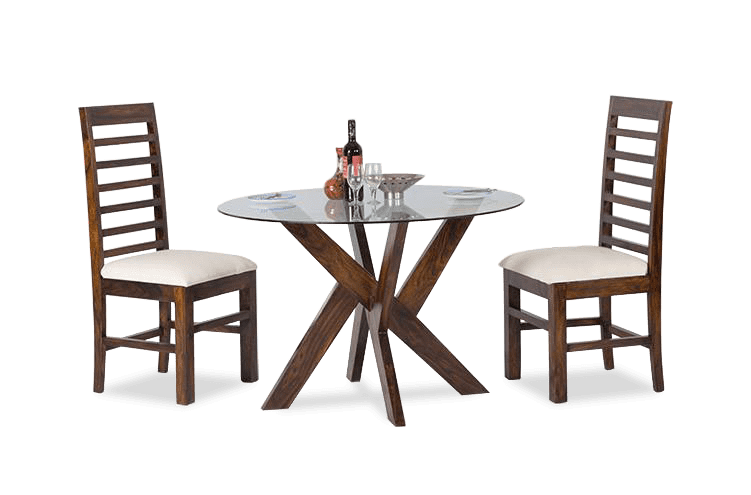 Solid Wood X Round Dining Set