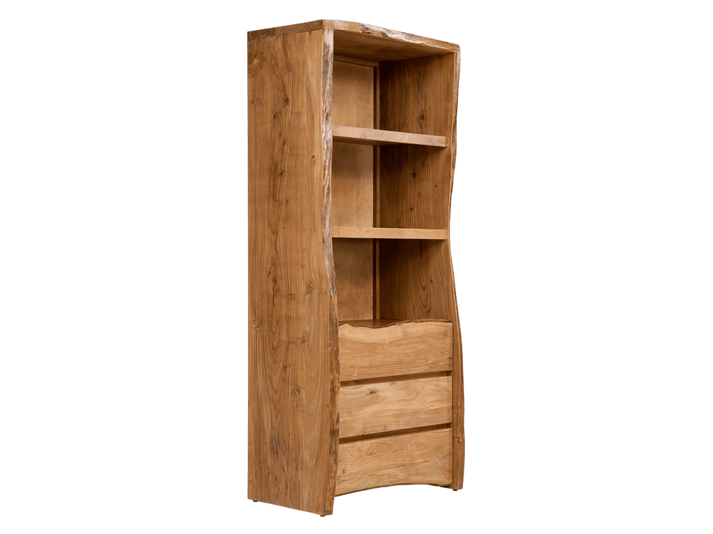 Wooden LOG Indiana Thar Bookcase with 3 Drawers