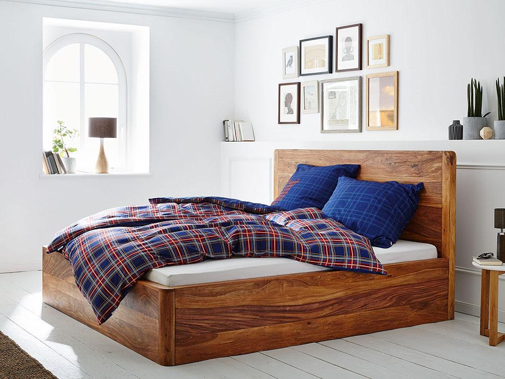 Solid Wood Curved Bed with Storage