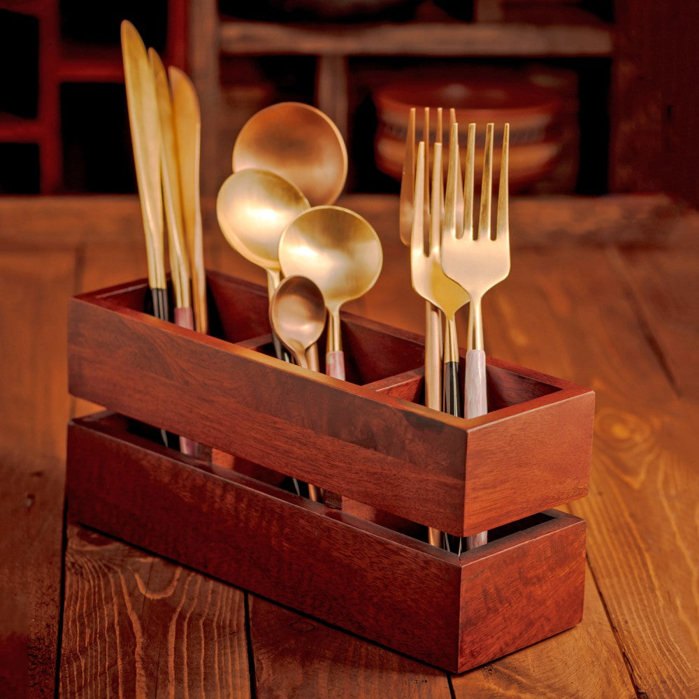 Solid Wood Cranny Cutlery Caddy/Holder from Mahogany Collection