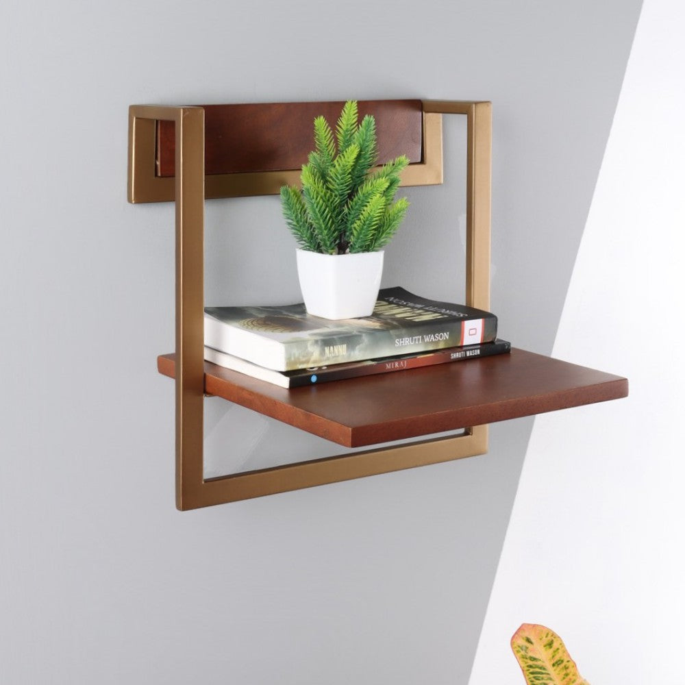 Solid Wood Gemmy Cinnamon Wall Shelf (Small)