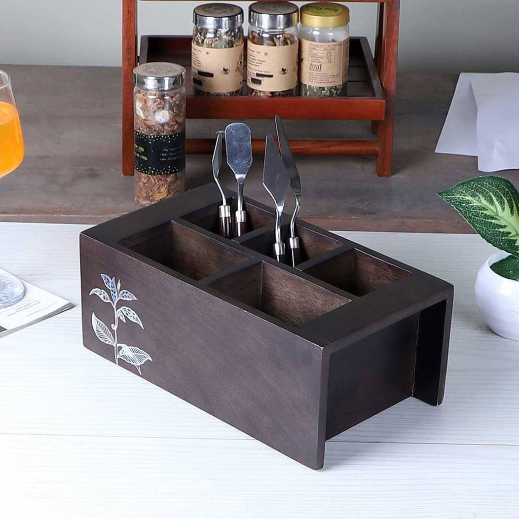 Wooden Cutlery Caddy/Holder from Handpainted Arums Collection