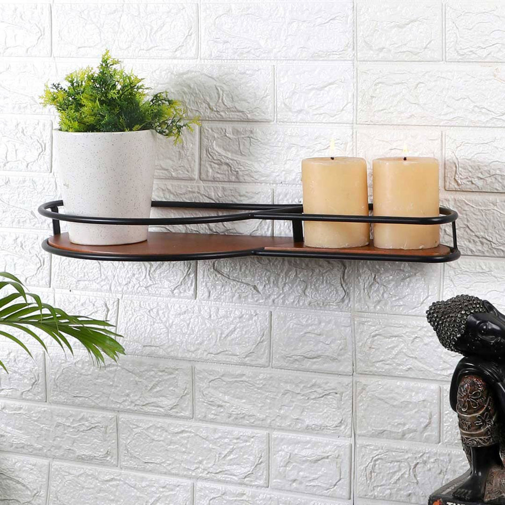 Wooden When Arcs Meet Wall Shelf Organizer