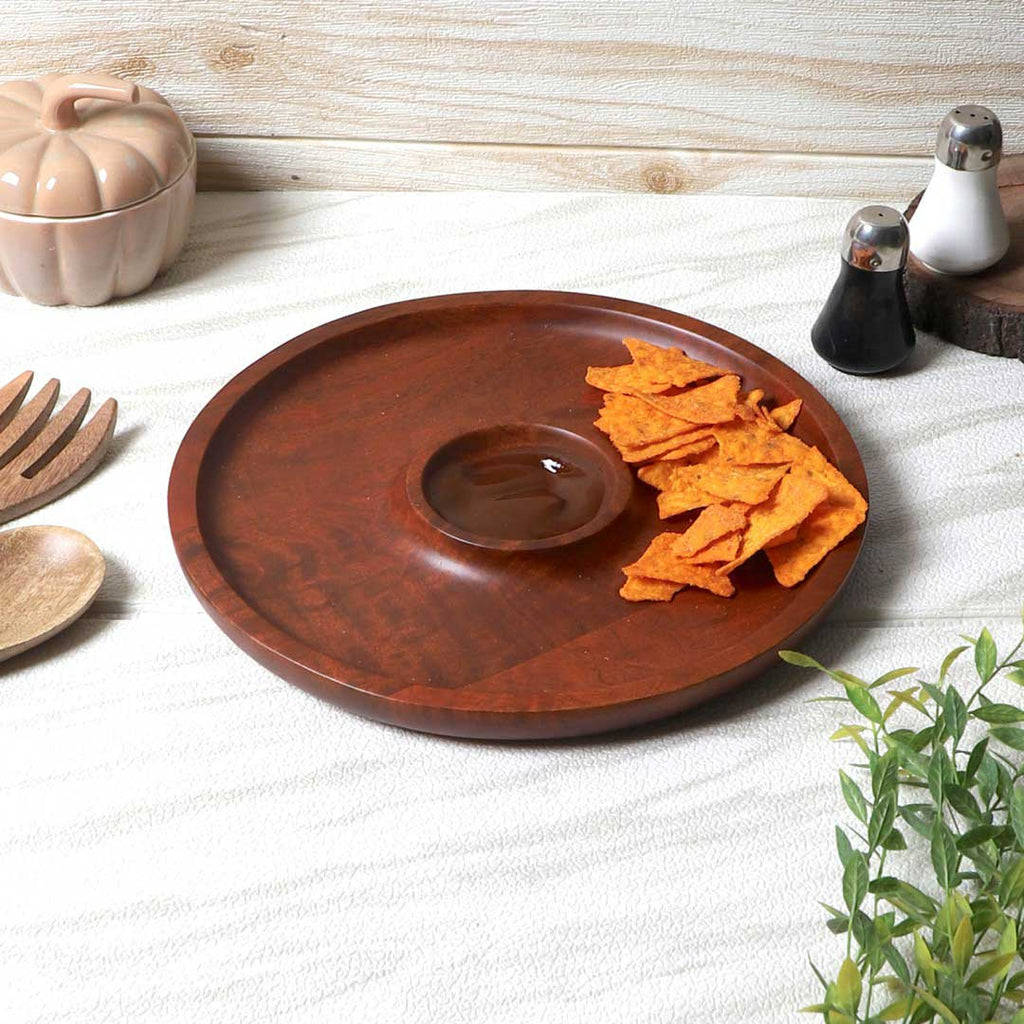 Wooden Mahogany Chip & Dip Platter