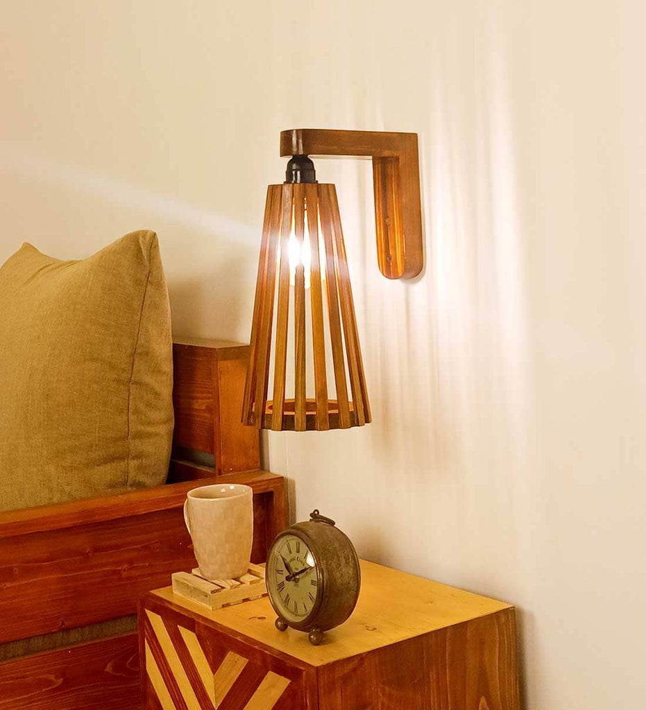 Billet Brown Wooden Wall Light