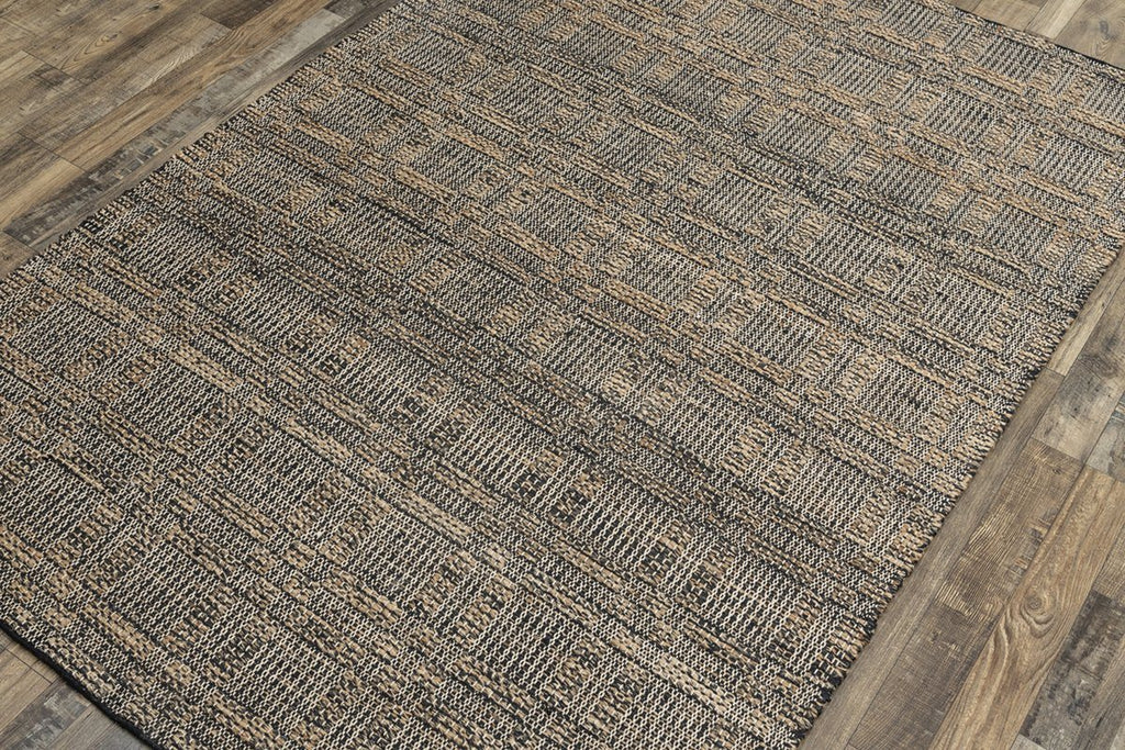 Cleo Charcoal Gold Panja Weave Dhurrie