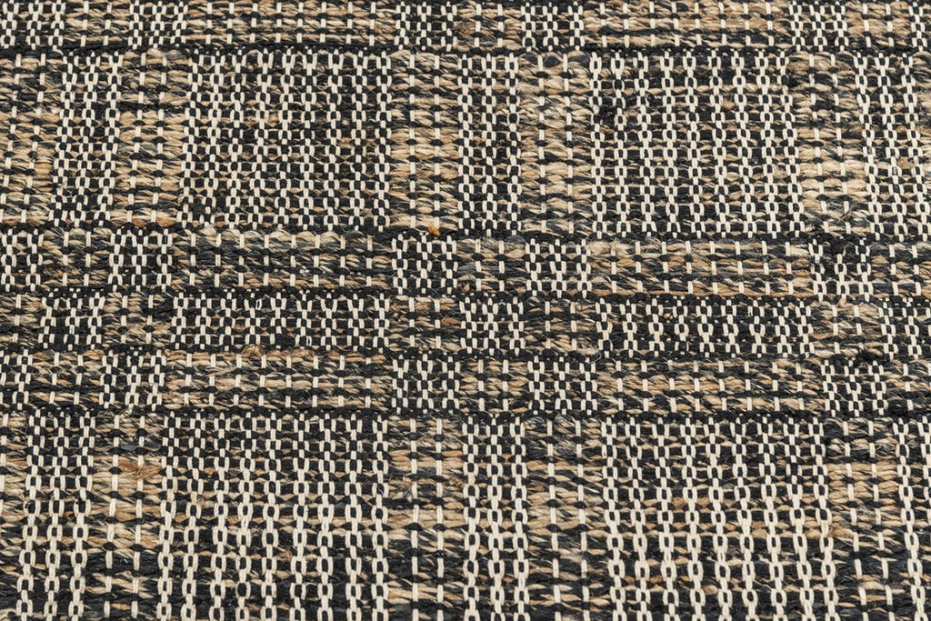 Cleo Charcoal Gold Panja Weave Dhurrie