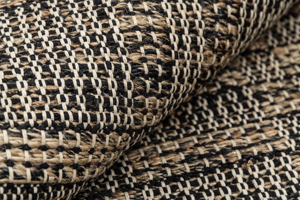 Cleo Charcoal Gold Panja Weave Dhurrie